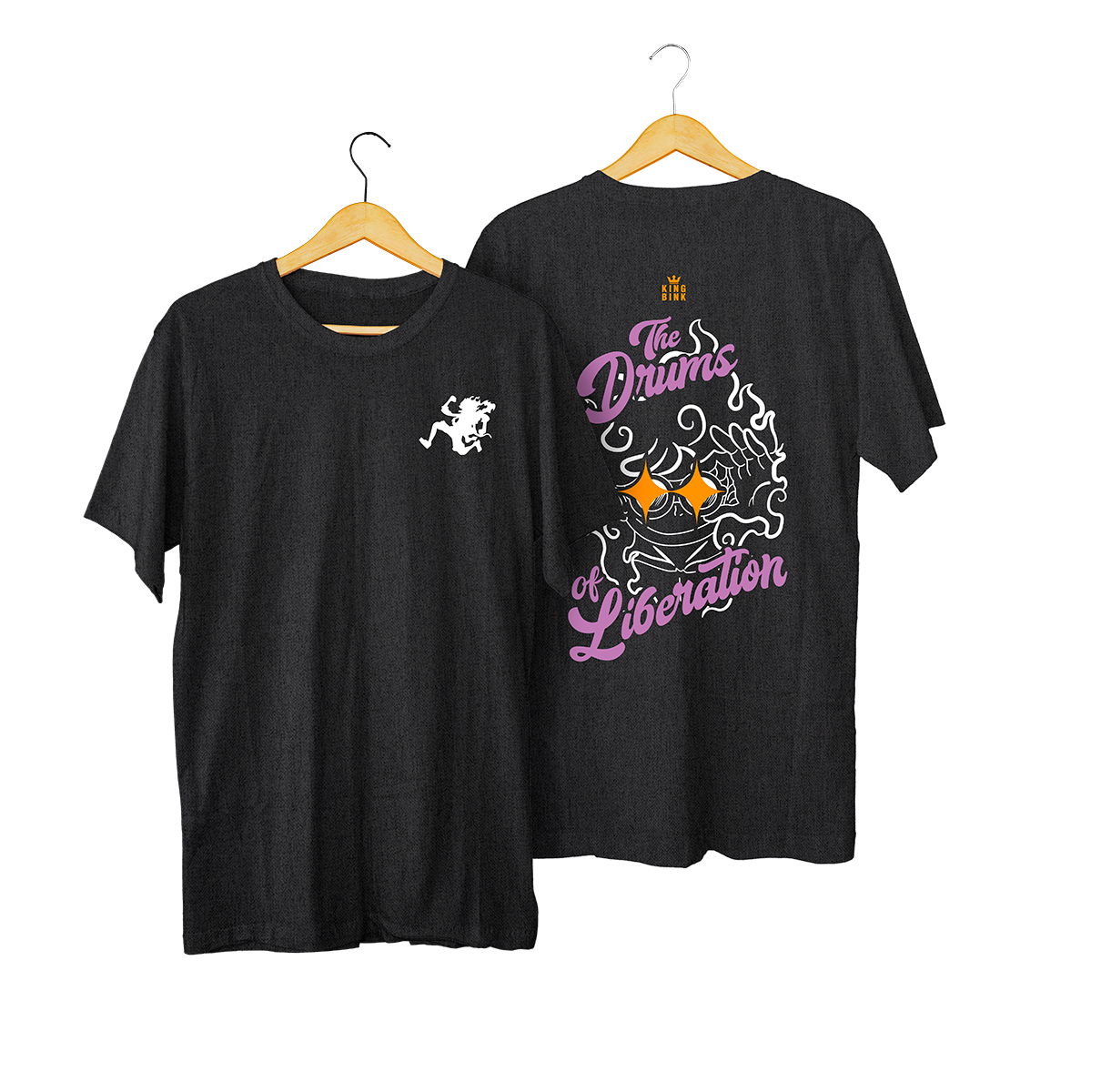 Polera Drums of liberation gris oscuro jaspe kingbink