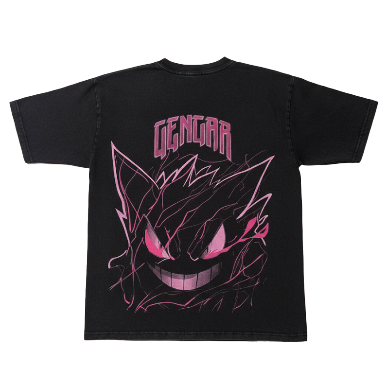 Polera Oversize acidwash Gengar negro kingbink